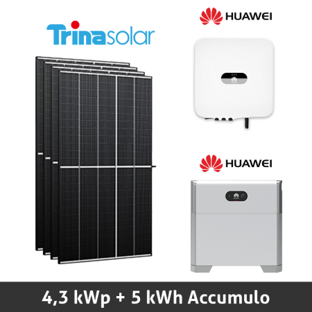 Impianto Fotovoltaico 4,3 KWp con Pannelli Trina Solar Vertex S, Inverter Huawei SUN2000, Accumulo Huawei LUNA2000 da 5 kWh