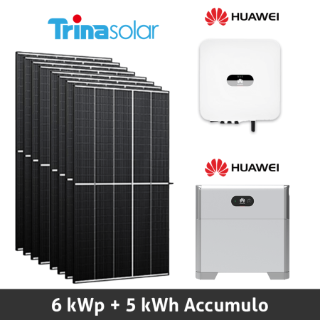 Impianto Fotovoltaico 6 kWp con Pannelli Trina Solar Vertex S, Inverter Huawei SUN2000, Accumulo Huawei LUNA2000 da 5 kWh