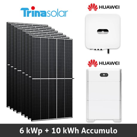 Impianto Fotovoltaico 6 kWp con Pannelli Trina Solar Vertex S, Inverter Huawei SUN2000, Accumulo Huawei LUNA2000 da 10 kWh