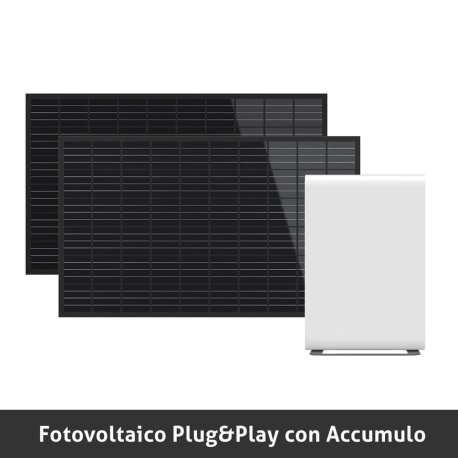 Fotovoltaico Plug and Play naked con Batteria di Accumulo senza staffe di ancoraggio