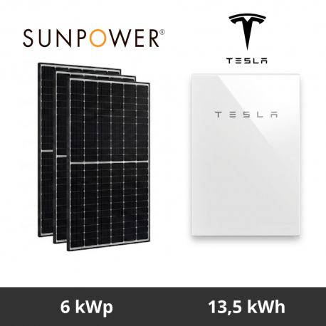 Fotovoltaico 6 kWp chiavi in mano Accumulo Tesla 13,5 kWh e Pannelli solari SunPower