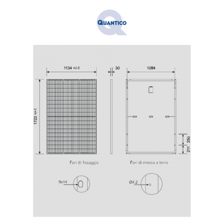 dimensioni pannelli fotovoltaico Quantico TOPCon 440Wp