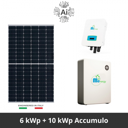 Fotovoltaico chiavi in mano 6 kWp: pannelli Quantico - Inverter e Batteria 10,2 kWh Meri Energy intelligenza artificiale