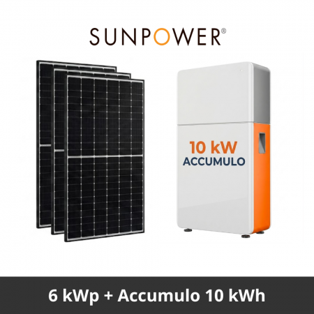 Fotovoltaico 6 kWp e Accumulo 10 kWh chiavi in mano SunPower