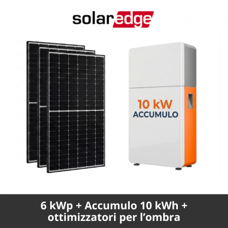 Fotovoltaico 6 kWp + 10 kW anche con ombra (tecnologia SolarEdge)